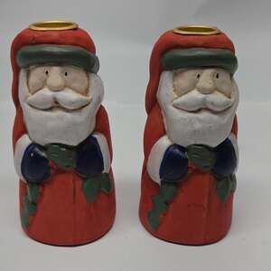 2 vintage 1997 Santa Christmas Holiday Candle Holders by magic creations